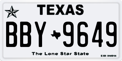TX license plate BBY9649