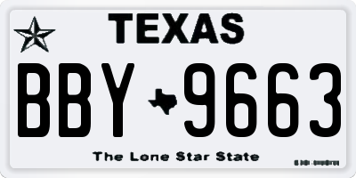 TX license plate BBY9663