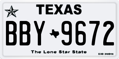 TX license plate BBY9672