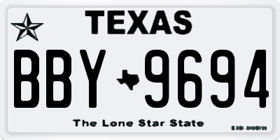 TX license plate BBY9694