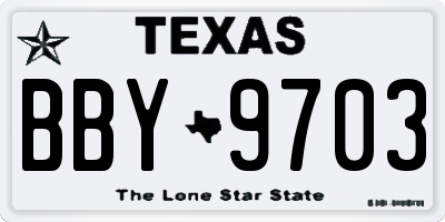 TX license plate BBY9703