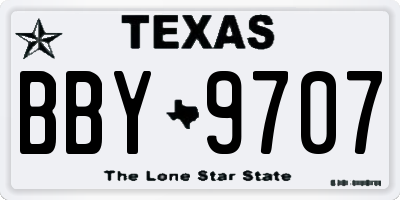 TX license plate BBY9707