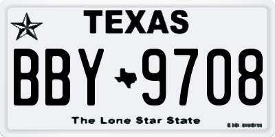 TX license plate BBY9708