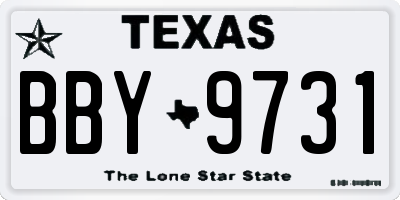 TX license plate BBY9731