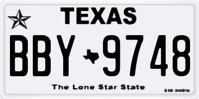 TX license plate BBY9748