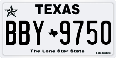 TX license plate BBY9750
