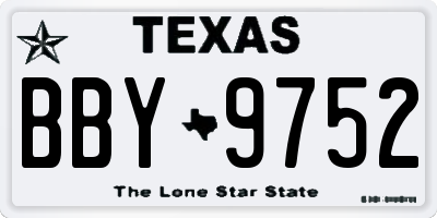 TX license plate BBY9752