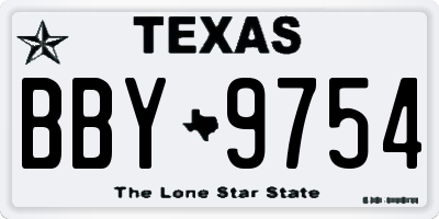 TX license plate BBY9754