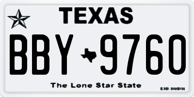TX license plate BBY9760