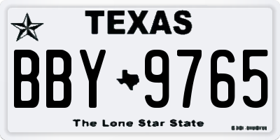 TX license plate BBY9765