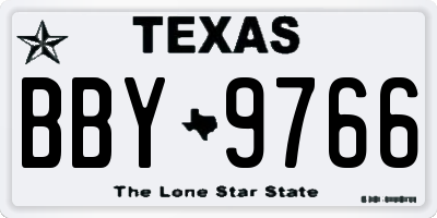 TX license plate BBY9766