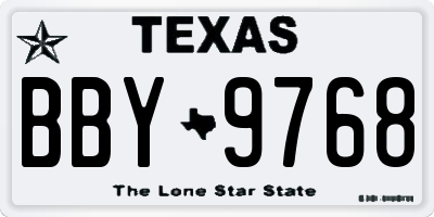 TX license plate BBY9768