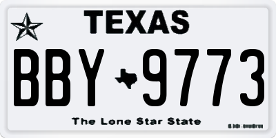 TX license plate BBY9773