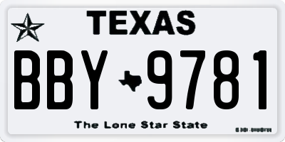 TX license plate BBY9781