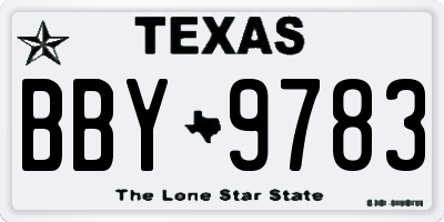 TX license plate BBY9783