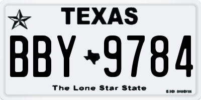 TX license plate BBY9784