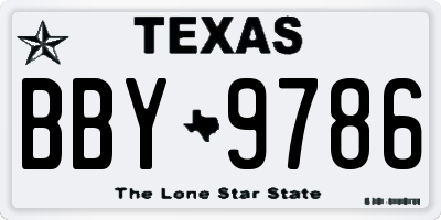 TX license plate BBY9786