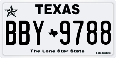 TX license plate BBY9788