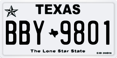 TX license plate BBY9801