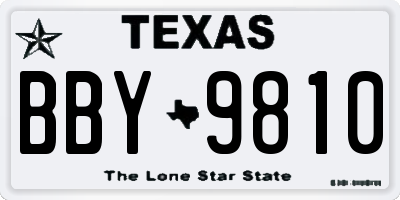 TX license plate BBY9810