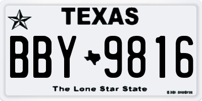 TX license plate BBY9816