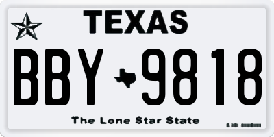 TX license plate BBY9818