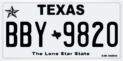 TX license plate BBY9820