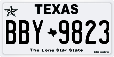 TX license plate BBY9823