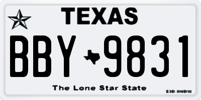 TX license plate BBY9831