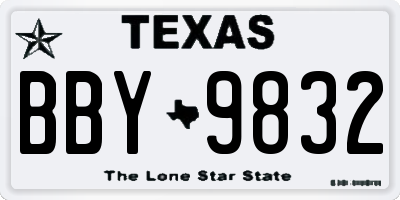 TX license plate BBY9832