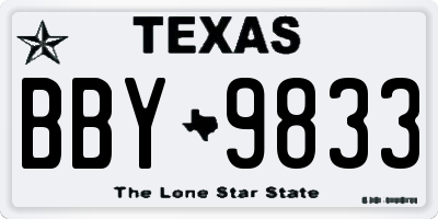 TX license plate BBY9833