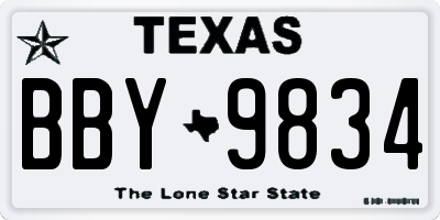 TX license plate BBY9834