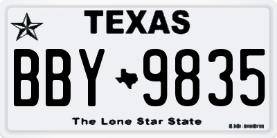 TX license plate BBY9835