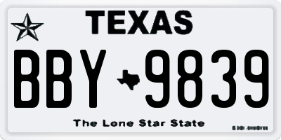 TX license plate BBY9839