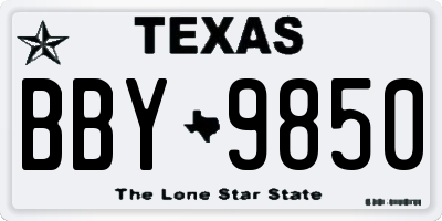 TX license plate BBY9850