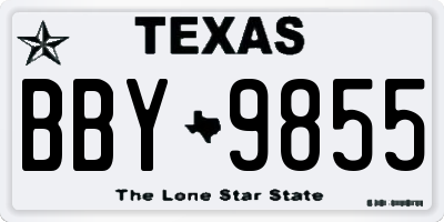 TX license plate BBY9855