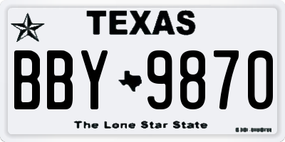 TX license plate BBY9870