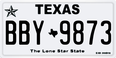 TX license plate BBY9873