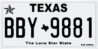 TX license plate BBY9881