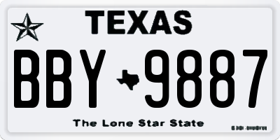 TX license plate BBY9887