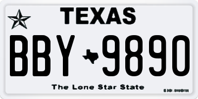 TX license plate BBY9890