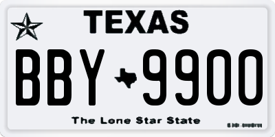 TX license plate BBY9900