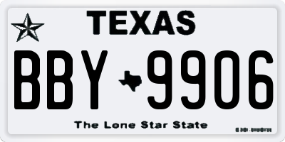 TX license plate BBY9906
