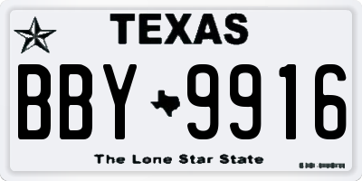 TX license plate BBY9916