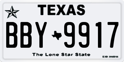 TX license plate BBY9917