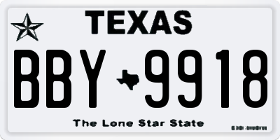 TX license plate BBY9918