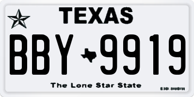 TX license plate BBY9919