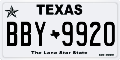 TX license plate BBY9920