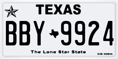 TX license plate BBY9924