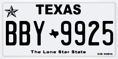 TX license plate BBY9925
